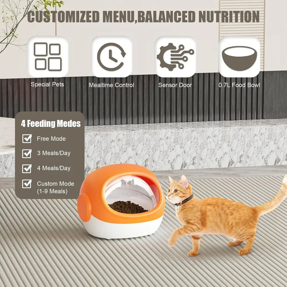 Automatic RFID Cat Feeder with Collar Sensor, Timed Auto Pet Feeder Wet & Dry Fd